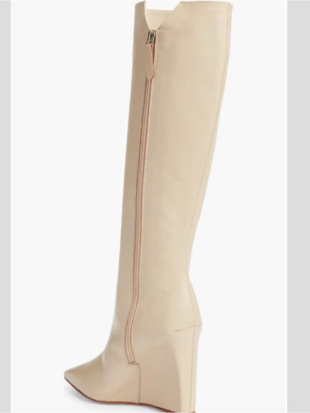 SCHUTZ Cream Pointed-Toe Wedge Knee-High Boot size 7 - Picture 2 of 5